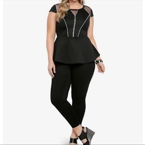 Torrid Mesh Athletic Black Peplum Top Size 1X